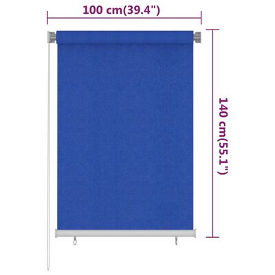 vidaXL Venkovní roleta 100 x 140 cm modrá HDPE