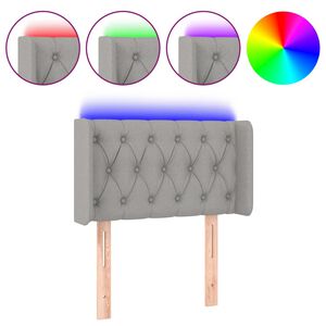 vidaXL Čelo postele s LED světle &scaron;ed&eacute; 83 x 16 x 78/88 cm textil