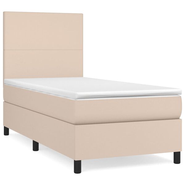 vidaXL Box spring postel s matrac&iacute; cappuccino 80 x 200 cm uměl&aacute; kůže