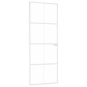 vidaXL Interi&eacute;rov&eacute; dveře b&iacute;l&eacute; 76x201,5 cm tvrzen&eacute; sklo a hlin&iacute;k &uacute;zk&eacute;