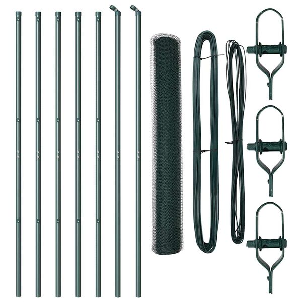 vidaXL Plotov&yacute; sloupek. Zelen&aacute; 10 x 1,4 m (25 mm s&iacute;ť) Ocel a PVC