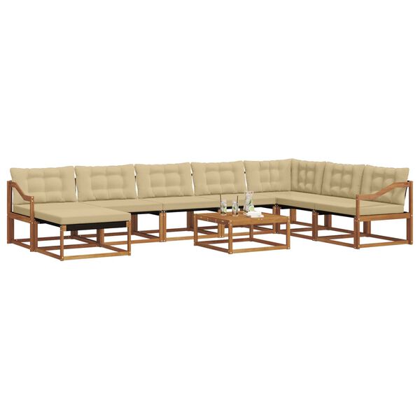 vidaXL Venkovn&iacute; pohovkov&aacute; souprava 9 pcs Přirozen&aacute; a B&eacute;žov&aacute;