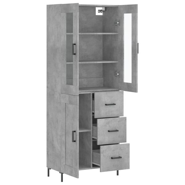 vidaXL Skř&iacute;ň highboard betonově &scaron;ed&aacute; 69,5x34x180 cm kompozitn&iacute; dřevo