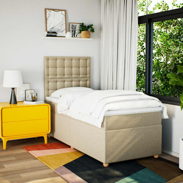 vidaXL Box spring postel s matrac&iacute; kr&eacute;mov&aacute; 100 x 200 cm textil