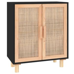 vidaXL Př&iacute;born&iacute;k čern&yacute; 60x30x70 cm masivn&iacute; borovice a př&iacute;rodn&iacute; ratan