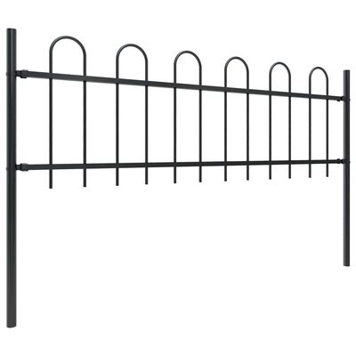 vidaXL Zahradní plot s obloučky ocelový 11,9 x 0,6 m černý