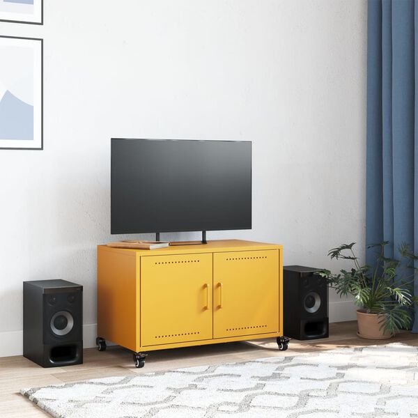 vidaXL TV skř&iacute;ňka hořčicově žlut&aacute; 68 x 39 x 43,5 cm ocel