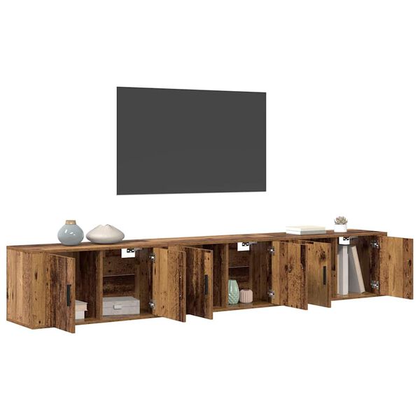 vidaXL N&aacute;stěnn&yacute; TV skř&iacute;ňov&yacute; set 3 pcs Star&eacute; dřevo 80 x 34,5 x 40 cm