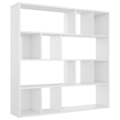 vidaXL Zástěna/knihovna bílá vysoký lesk 110 x 24 x 110 cm dřevotříska
