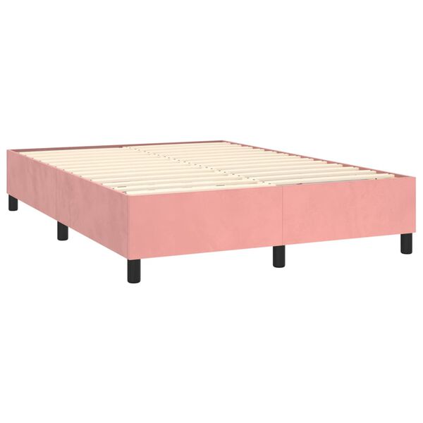 vidaXL Box spring postel s matrac&iacute; růžov&aacute; 140x200 cm samet