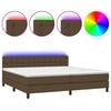 vidaXL Box spring postel s matrac&iacute; a LED tmavě hněd&aacute; 200x200 cm textil