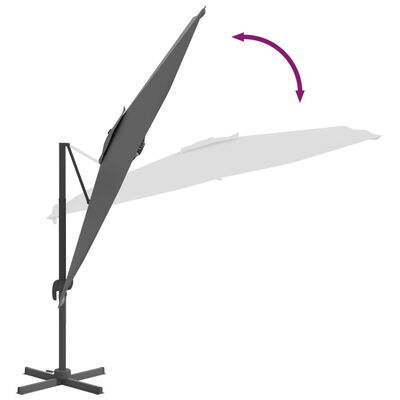 vidaXL Konzolový slunečník s LED antracitový 400 x 300 cm