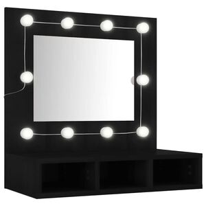 vidaXL Zrcadlov&aacute; skř&iacute;ňka s LED čern&aacute; 60 x 31,5 x 62 cm