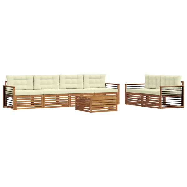 vidaXL Venkovn&iacute; pohovkov&aacute; souprava 7 pcs Přirozen&aacute; a Kr&eacute;mov&aacute;