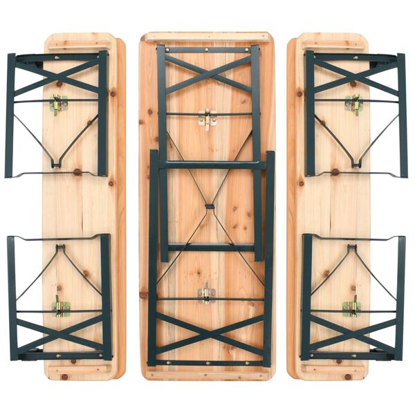 vidaXL Skl&aacute;dac&iacute; pivn&iacute; set stůl se 2 lavicemi 118 cm jedlov&eacute; dřevo