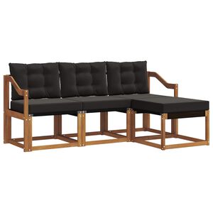 vidaXL Venkovn&iacute; pohovkov&aacute; souprava s pol&scaron;t&aacute;řem 4 pcs Přirozen&aacute; a čern&aacute;