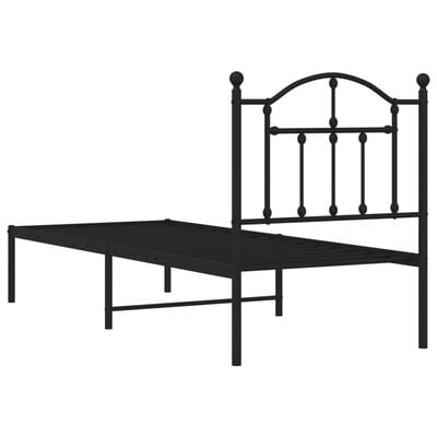 vidaXL Kovový rám postele s čelem černý 75 x 190 cm