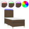 vidaXL Box spring postel s matrac&iacute; a LED tmavě hněd&aacute; 100x200 cm textil