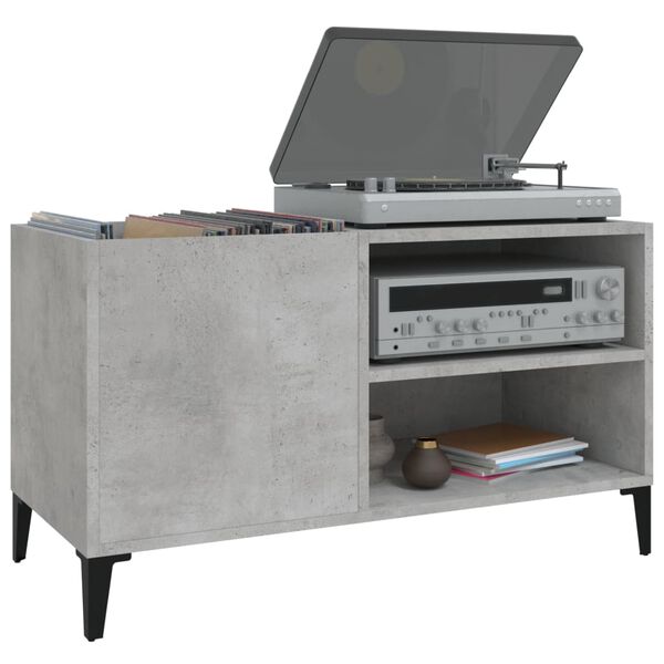 vidaXL Skř&iacute;ňka na LP desky betonově &scaron;ed&aacute; 84,5x38x48cm kompozitn&iacute; dřevo