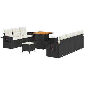 vidaXL Sada zahradn&iacute;ch pohovek 10 pcs Čern&aacute; polyratan