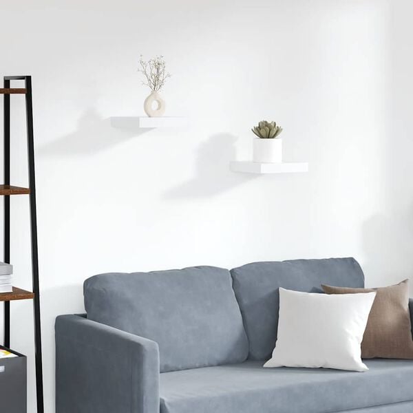 vidaXL Plovouc&iacute; n&aacute;stěnn&eacute; police 2 ks b&iacute;l&eacute; 23 x 23,5 x 3,8 cm MDF