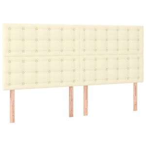 vidaXL Čelo postele kr&eacute;mov&eacute; 160x5x118/128 cm uměl&aacute; kůže