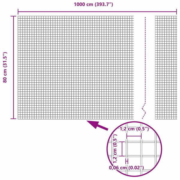 vidaXL Svařovan&yacute; dr&aacute;těn&yacute; plot Stř&iacute;brn&aacute; 0.8 x 10 m