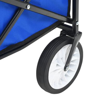 vidaXL Skládací ruční vozík se stříškou ocelový modrý
