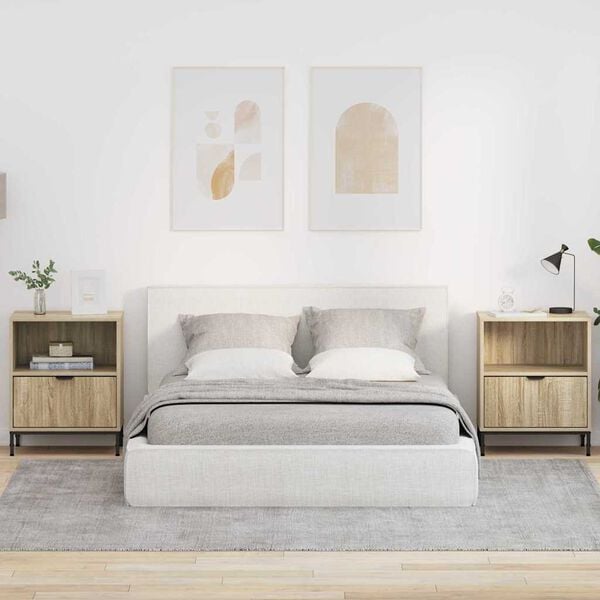 vidaXL Nočn&iacute; skř&iacute;ňka 2 pcs dub sonoma 49 x 36 x 61 cm Kompozitn&iacute; dřevo