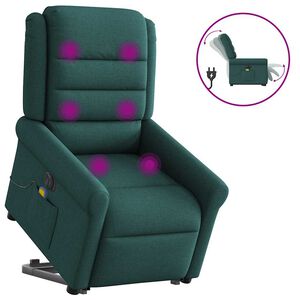 vidaXL Elektrick&eacute; zvedac&iacute; mas&aacute;žn&iacute; polohovac&iacute; křeslo zelen&eacute; textil