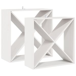 vidaXL Stojan na v&iacute;no 2 ks B&iacute;l&aacute; 62 x 25 x 62 cm Masivn&iacute; borov&eacute; dřevo