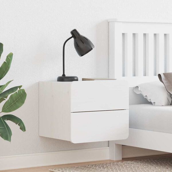 vidaXL Nočn&iacute; stolek 2 pcs B&iacute;l&aacute; 39 x 34 x 33 cm Masivn&iacute; borov&eacute; dřevo