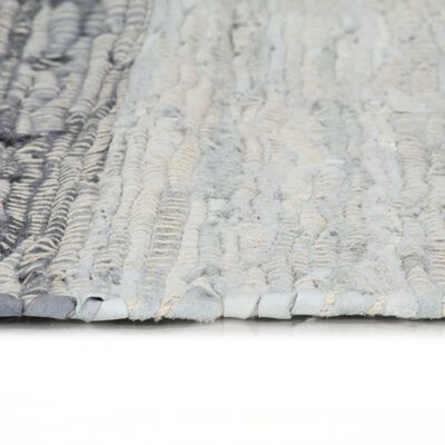vidaXL Ručně tkaný koberec Chindi kůže 120 x 170 cm šedý