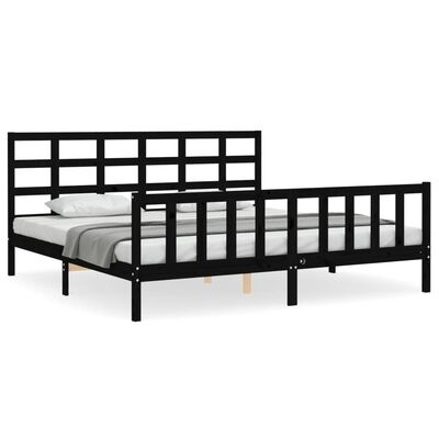 vidaXL Rám postele s čelem černý 180 x 200 cm masivní dřevo