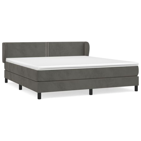 vidaXL Box spring postel s matrac&iacute; tmavě &scaron;ed&aacute; 180x200 cm samet
