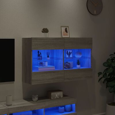 vidaXL Nástěnná TV skříňka s LED osvětlením šedá sonoma 98,5x30x60,5cm