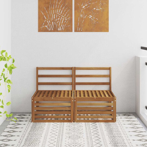 vidaXL 2 Kus Venkovn&iacute; středn&iacute; pohovka Masivn&iacute; ak&aacute;tov&eacute; dřevo Př&iacute;rodn&iacute;