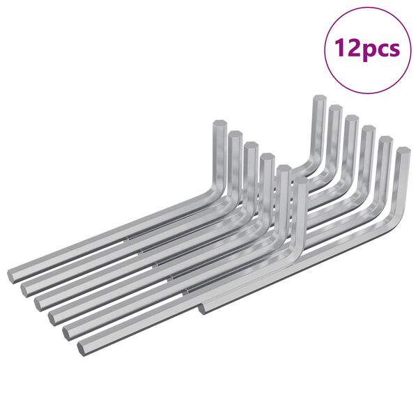 vidaXL &Scaron;estihrann&yacute; kl&iacute;č 12 pcs Stř&iacute;brn&aacute; 32 x 86 mm Ocel