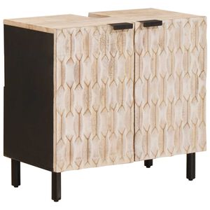 vidaXL Skř&iacute;ňka pod umyvadlo B&iacute;l&aacute; 62 x 33 x 58 cm Masivn&iacute; mangov&eacute; dřevo