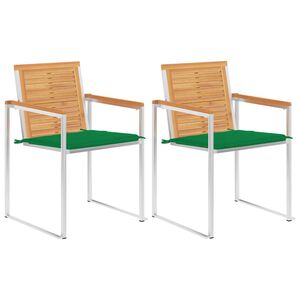 vidaXL Zahradn&iacute; židle s podu&scaron;kami 2 ks masivn&iacute; teakov&eacute; dřevo a ocel