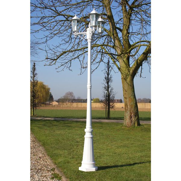 Zahradní lampa Kingston, kandelábr se 3 rameny 215 cm, bílý