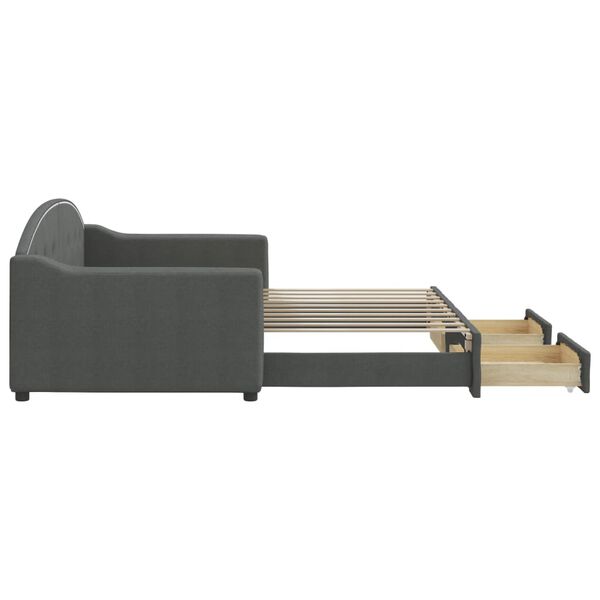 vidaXL Válenda s přistýlkou a zásuvkami tmavě šedá 90 x 190 cm textil