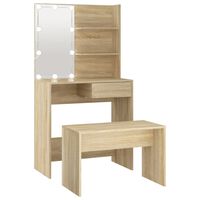 vidaXL Toaletní stolek sada s LED dub sonoma kompozitní dřevo