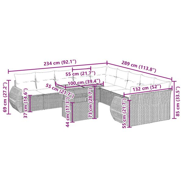 vidaXL 11d&iacute;ln&yacute; zahradn&iacute; sedac&iacute; souprava s podu&scaron;kami b&eacute;žov&yacute; polyratan