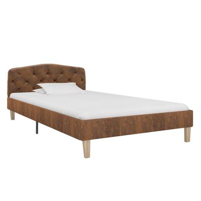 vidaXL Rám postele hnědý umělá broušená kůže 90 x 200 cm