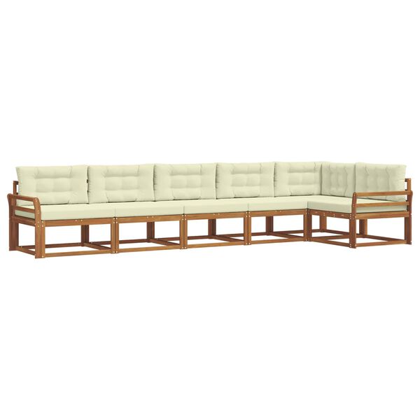 vidaXL Venkovn&iacute; pohovkov&aacute; souprava 6 pcs Přirozen&aacute; a Kr&eacute;mov&aacute;