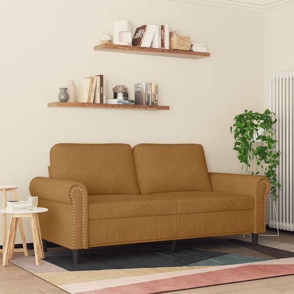 vidaXL 2místná pohovka hnědá 140 cm samet