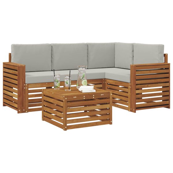 vidaXL N&aacute;bytkov&eacute; sety 5 pcs Př&iacute;rodn&iacute; a světle &scaron;ed&aacute; kompozitn&iacute; dřevo