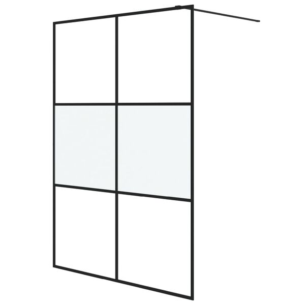 vidaXL Sprchov&aacute; z&aacute;stěna walk-in čern&aacute; 140x195 cm napůl ml&eacute;čn&eacute; ESG sklo