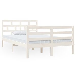 vidaXL R&aacute;m postele b&iacute;l&yacute; 120 x 190 cm Small Double masivn&iacute; dřevo